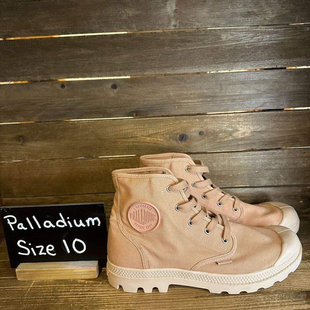 New Womens Palladium Pampa Hi Top Pink Canvas Shoes Sneakers Boots Size 10 M